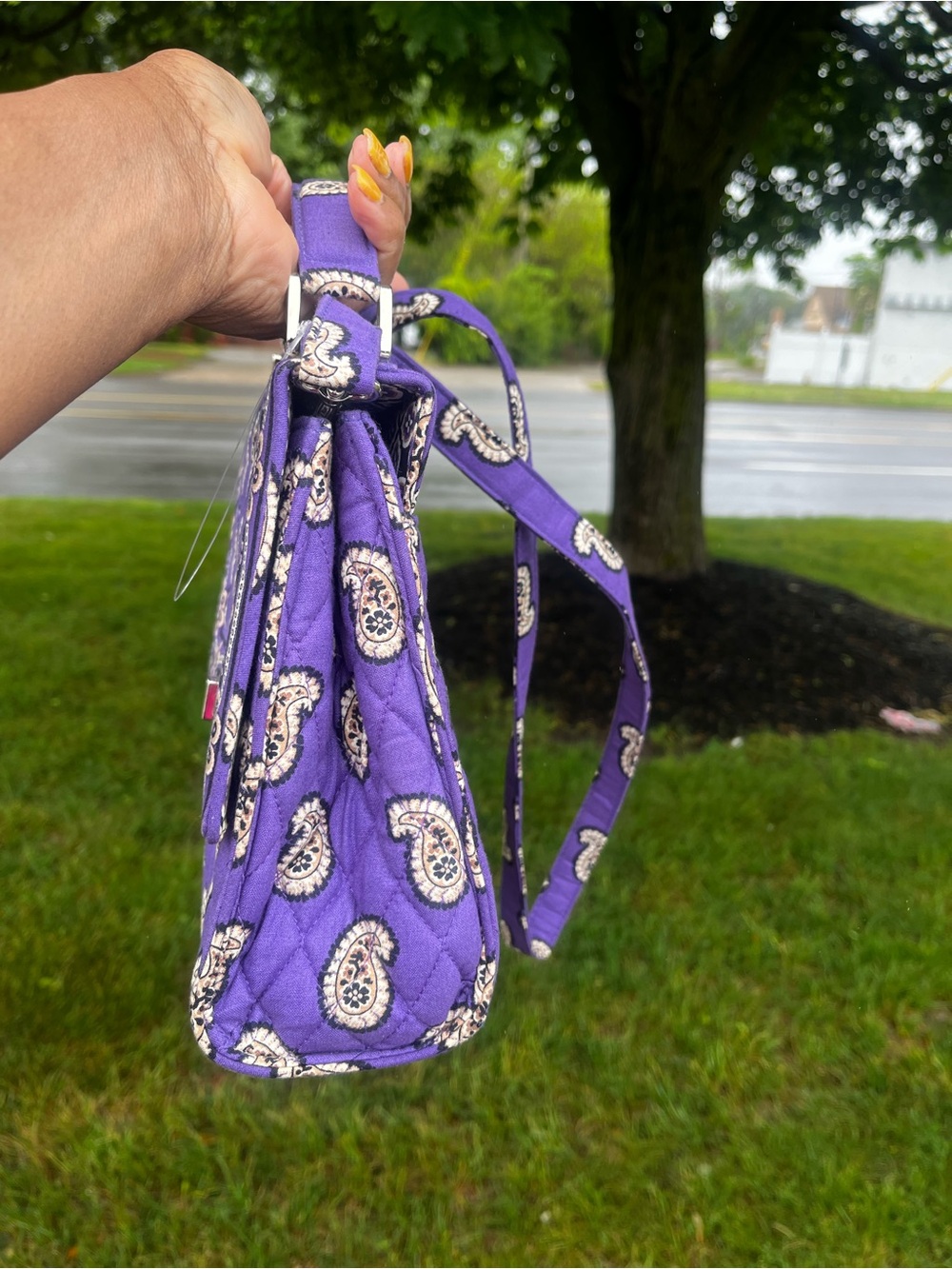 Vera Bradley Julia Purple Quilted Voilet Paisley Satchel Shoulder Bag Turn-Lock - Picture 7 of 11